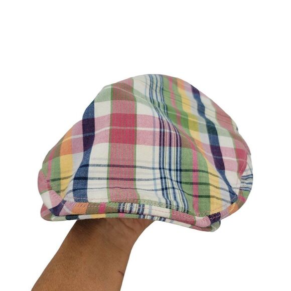 Vtg 80's Polo by Ralph Lauren Hat Madras Plaid Multicolor Driving Cabbie Golf - Picture 10 of 13